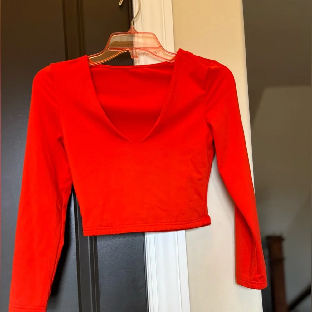 🧡 Orange Body Con Scoop Neck Long Sleeve Slim